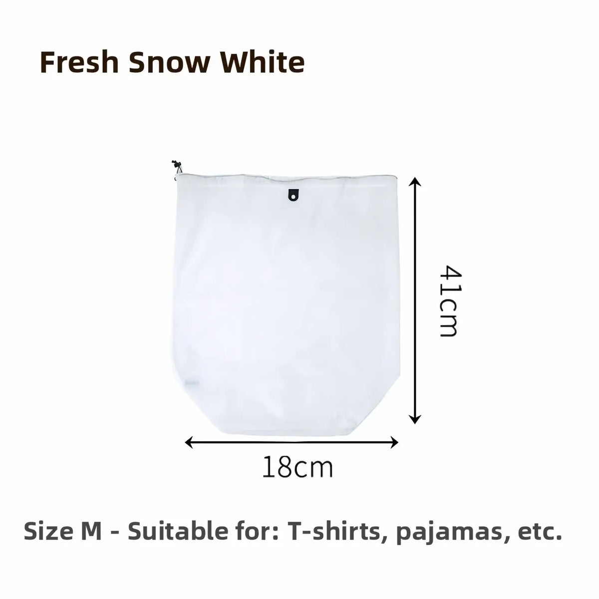 Fresh snow white mesh laundry bag 18cm wide 41cm tall for waterproof travel toiletry bag lightweight organizer