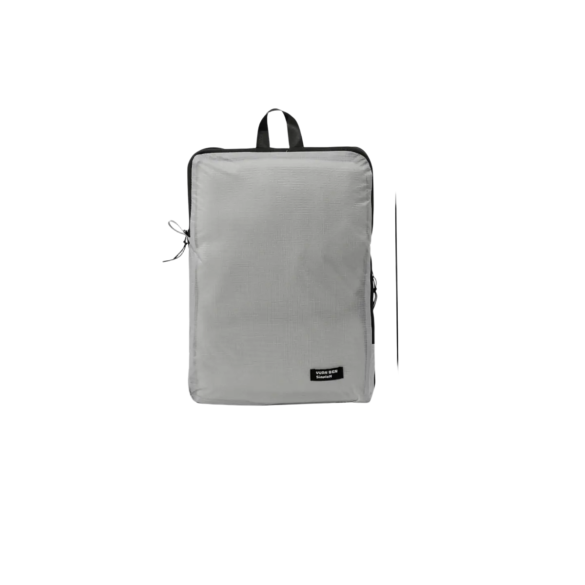 Gray lightweight travel backpack with black trim and small brand label designed as a waterproof travel toiletry bag organizer