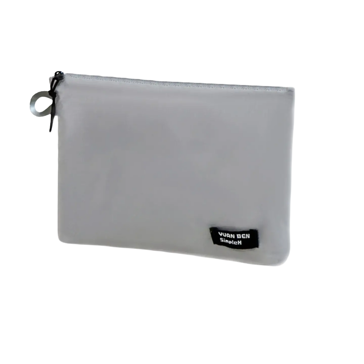 Lain gray extra large a3-sized waterproof travel toiletry bag made of soft translucent fabric with black tag and silver pull tab