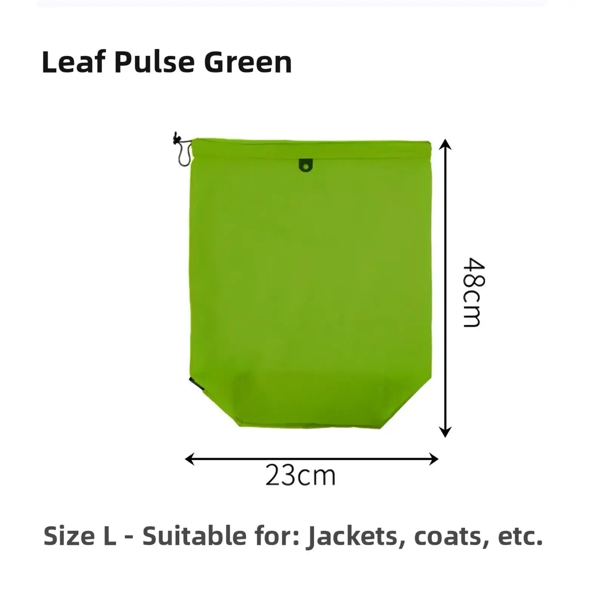 Leaf pulse green waterproof travel toiletry bag with drawstring closure lightweight organizer 48cm tall 23cm wide