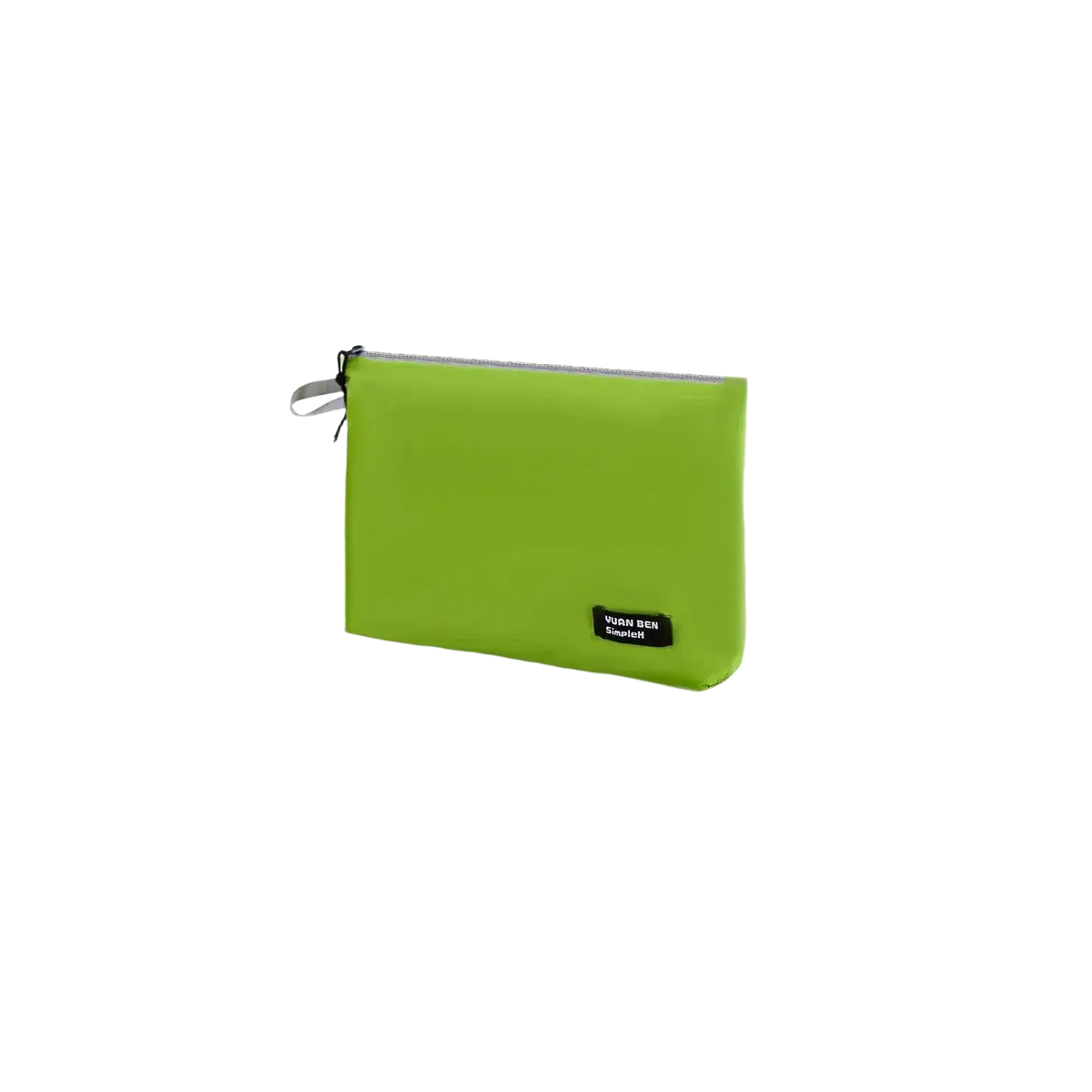 A vibrant Tanzania green waterproof travel toiletry bag made of smooth synthetic fabric with a silver zipper pull