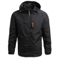 Black waterproof windbreaker jacket men naturehike with hood tan zipper pulls and subtle chest logo