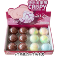 A pink and white box containing six chocolate and six marbled wax skin squishy stress ball fidget toys individually wrapped