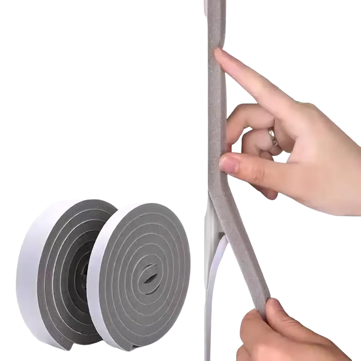 Gray foam weather stripping tape designed for doors and windows providing windproof and dustproof sealing