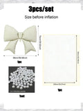 Off-white inflatable wedding balloon bow with soft plush texture and symmetrical design for tulle decoration set
