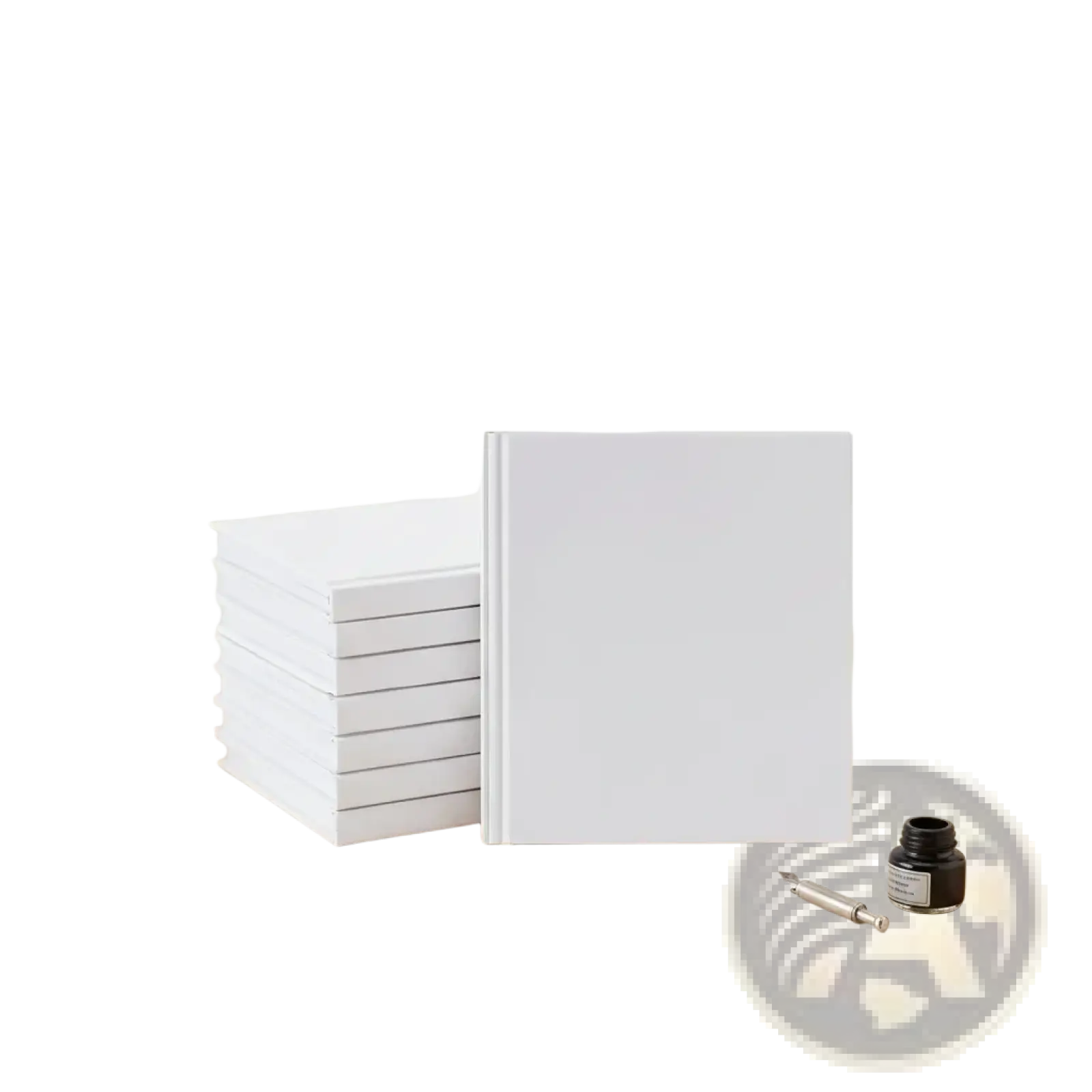 A sleek minimalist white hardcover wedding guest book memory album with a smooth finish and clean lines