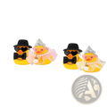 Wedding rubber duck car dashboard couple ornament featuring yellow rubber ducks with black hats heart sunglasses and pearls