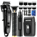 Black weeme 4 in 1 men’s grooming kit usb rechargeable stainless steel with clipper trimmer shaver and attachments
