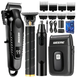 Black weeme 4 in 1 men’s grooming kit usb rechargeable stainless steel with clipper trimmer shaver and attachments