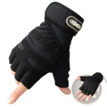 Black fingerless weight lifting glove with reinforced palm and wrist strap breathable for gym exercise hand support
