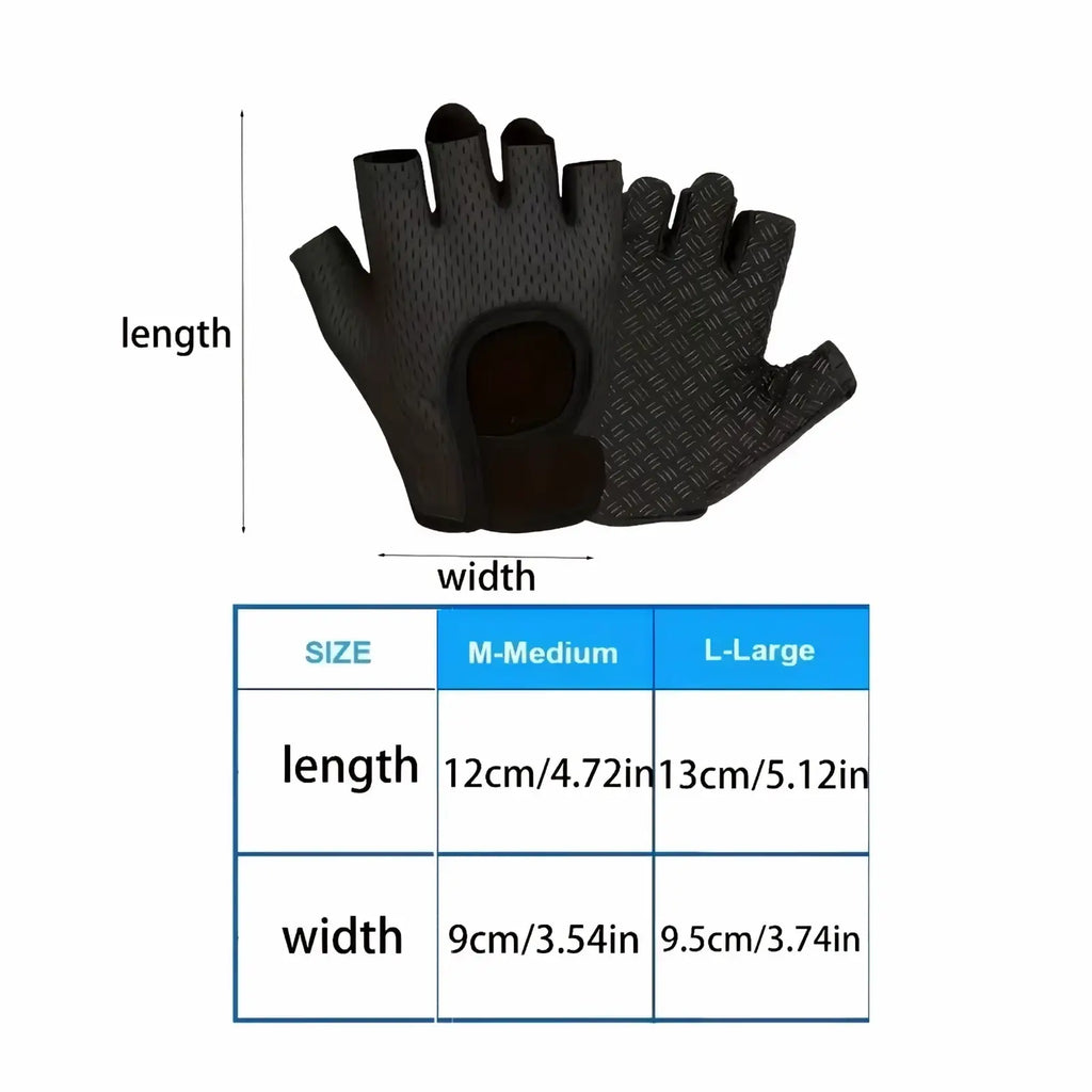 Black fingerless weight lifting gloves with breathable mesh back and textured palm for gym exercise fitness use