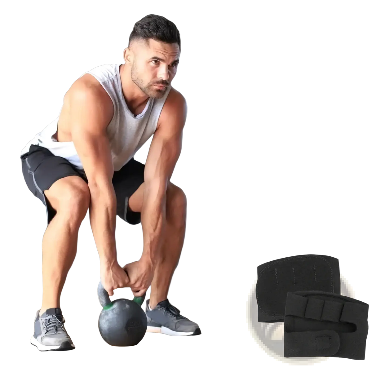 Black weight lifting gloves for women and men with padded design and adjustable straps shown from back side