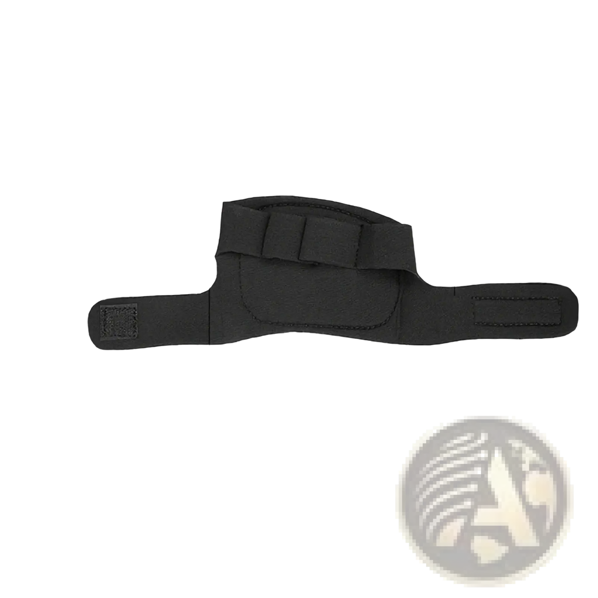 Black neoprene wrist support with adjustable straps and padded sections for weight lifting gloves for women and men back view