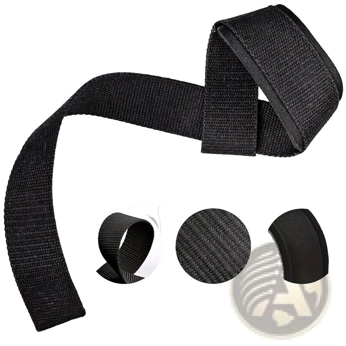 Black heavy-duty weight lifting straps with padded wrist wraps featuring high-density knitting and neoprene liner