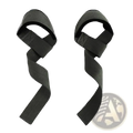 Black fabric weight lifting wrist straps with looped design and adjustable strap ends for gym workout support