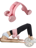 Pink adjustable weighted hip resistance band waist belt with padded straps and integrated dumbbell holders for glute workouts