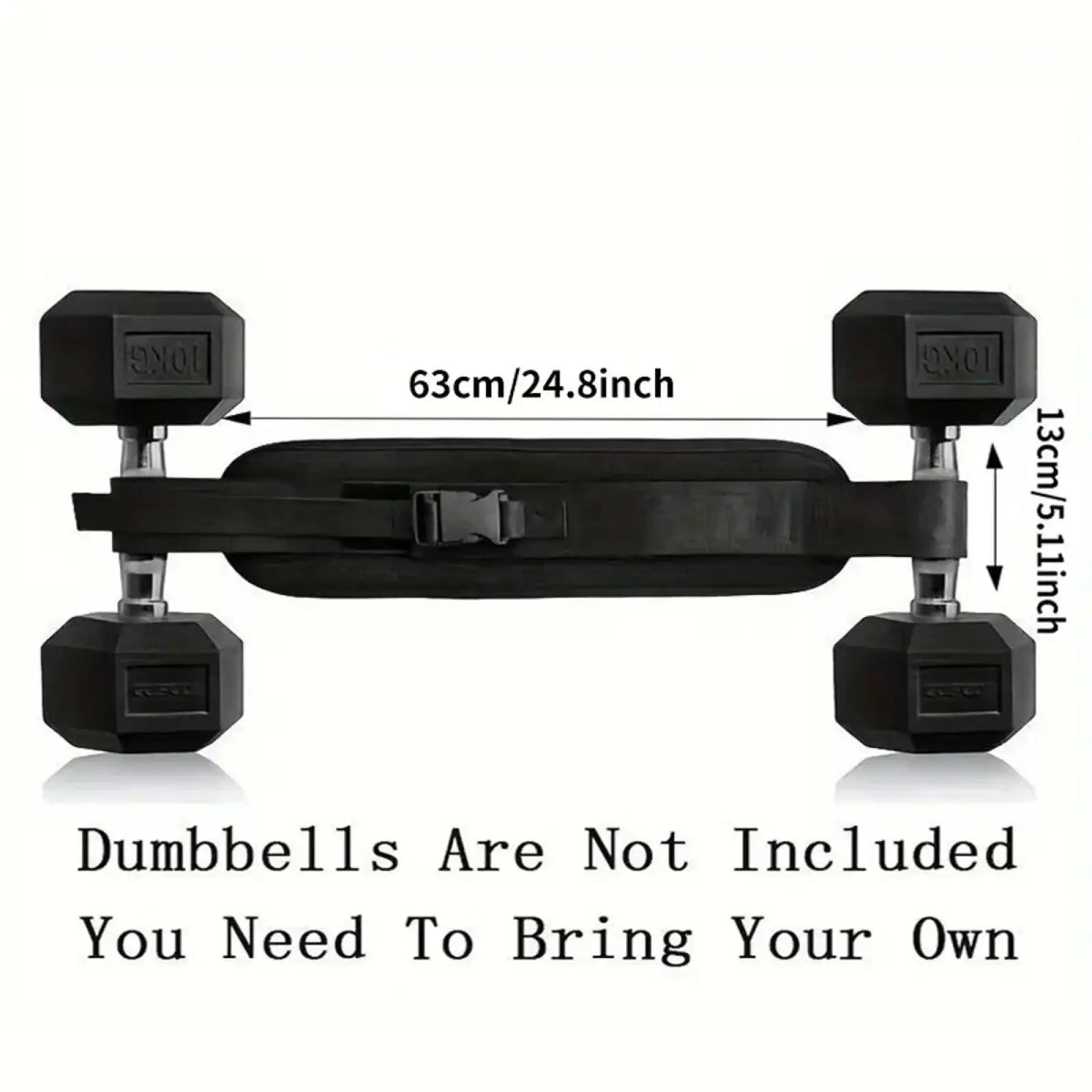 Black adjustable weighted hip thrust belt with four hexagonal dumbbell holders for secure grip and stability during workouts