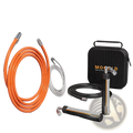 Orange weighted jump rope with black and silver moogold handles designed for fitness and boxing training