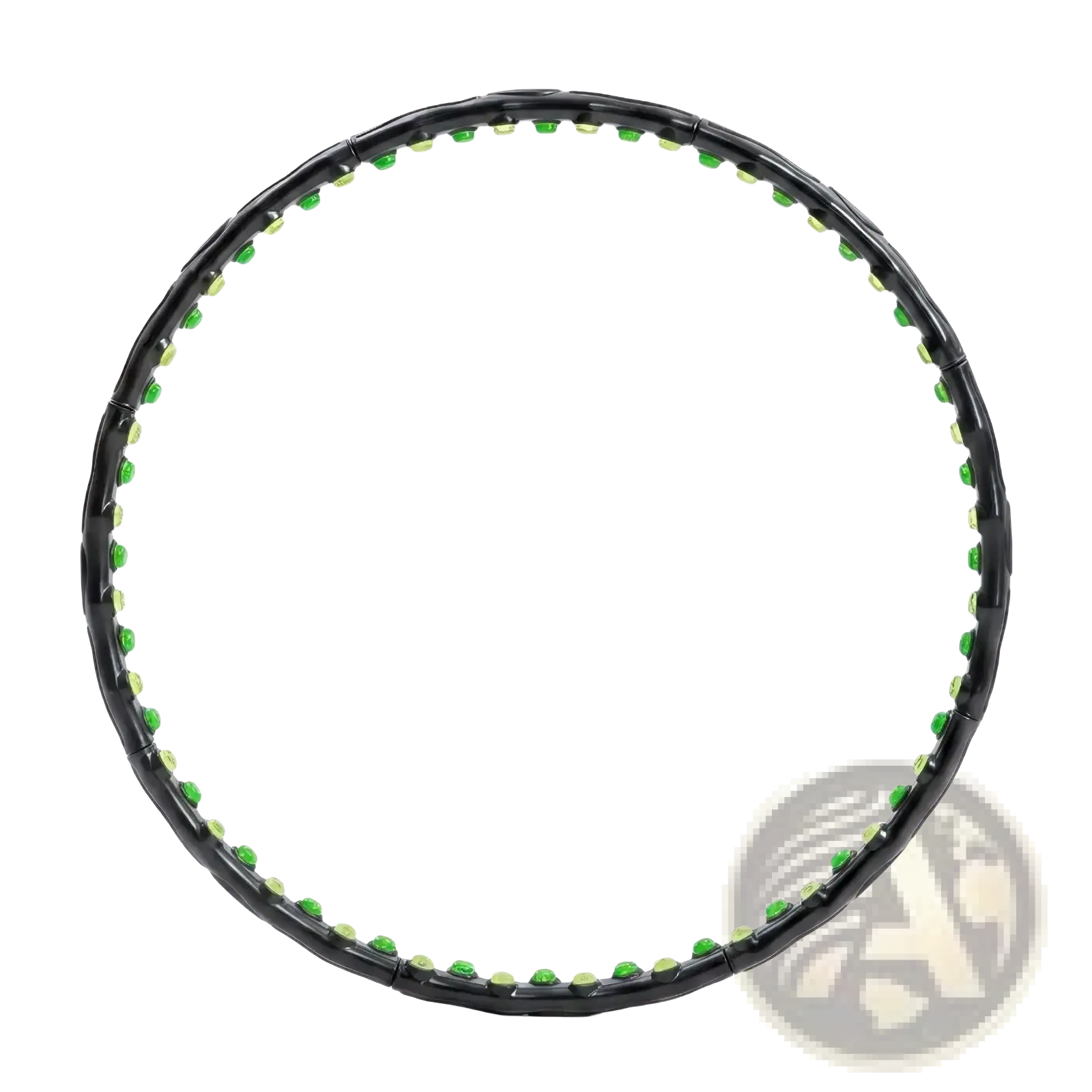 Black plastic weighted magnetic fitness hoop with green and yellow beads for waist shaping use