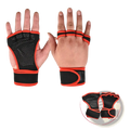 Black and orange weightlifting gym gloves with palm support and textured grip pads on the palm for enhanced grip