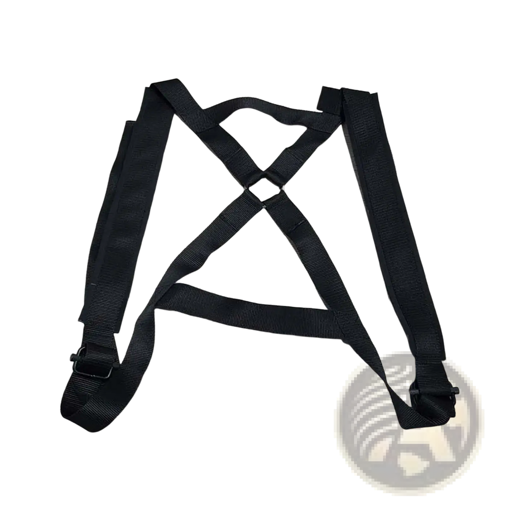 Black nylon weightlifting plate vest strap fitness harness with adjustable buckles for secure fit