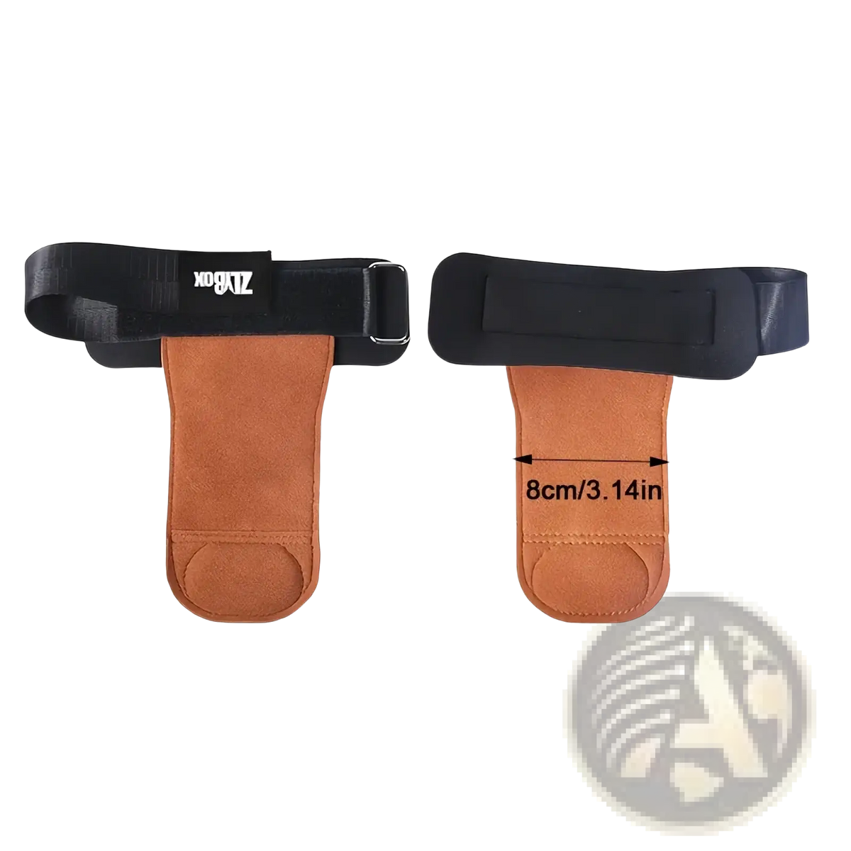 Brown leather weightlifting straps with suede grip support and black adjustable velcro belts branded zigkiz