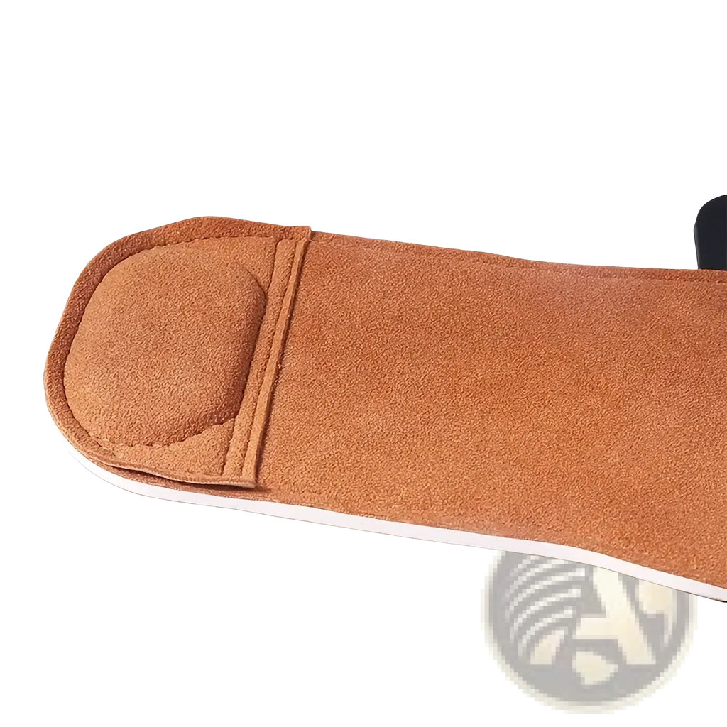 Tan suede insole with padded heel and white rubber sole for weightlifting straps suede grip support product