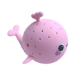 Pink silicone whale-shaped tea infuser with perforated body and cute facial features for kids bath sponge toys