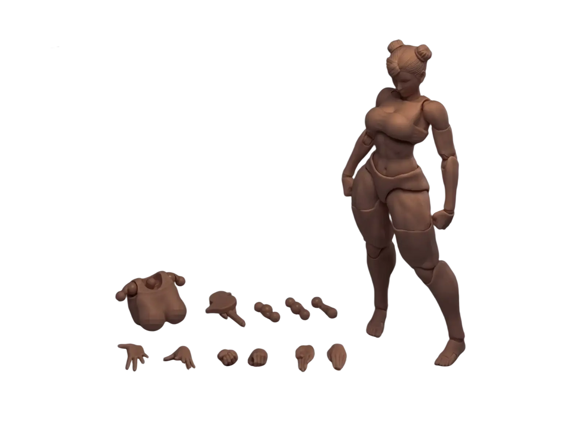 Whale Works 1/12 scale tan-skinned super articulated female body model designed for detailed poseability and customization