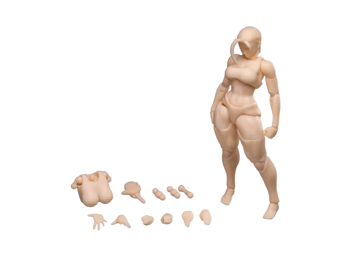 Whale works ww02-a 1/12 scale beige plastic articulated female figure with interchangeable hands and feet