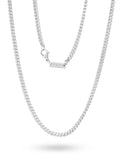 2.5mm silver wheat chain stainless steel necklace with polished finish and small rectangular rtzn engraved tag near clasp