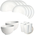 Set of white ceramic dinnerware including plates bowls and tumblers wheat straw dinnerware set 16 pieces gray