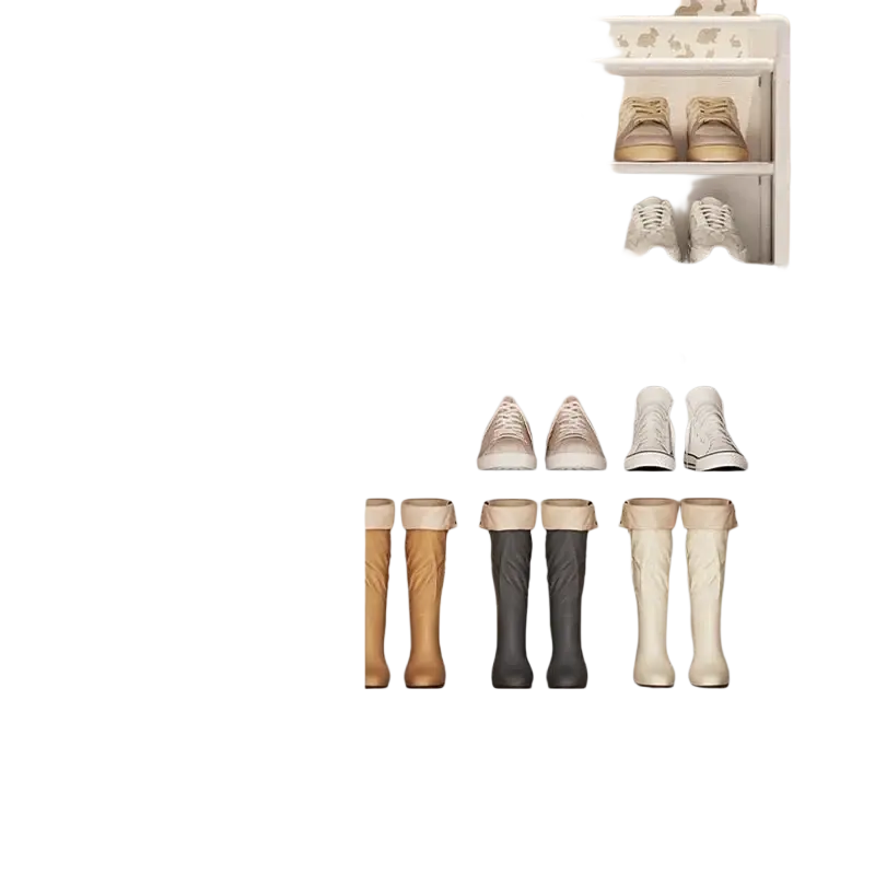 White metal 6 tier dustproof shoe rack with transparent mesh sides and detachable dividers for tall boots organization