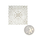 White carved wooden wall art square floral decor 36x36 featuring intricate floral and circular patterns