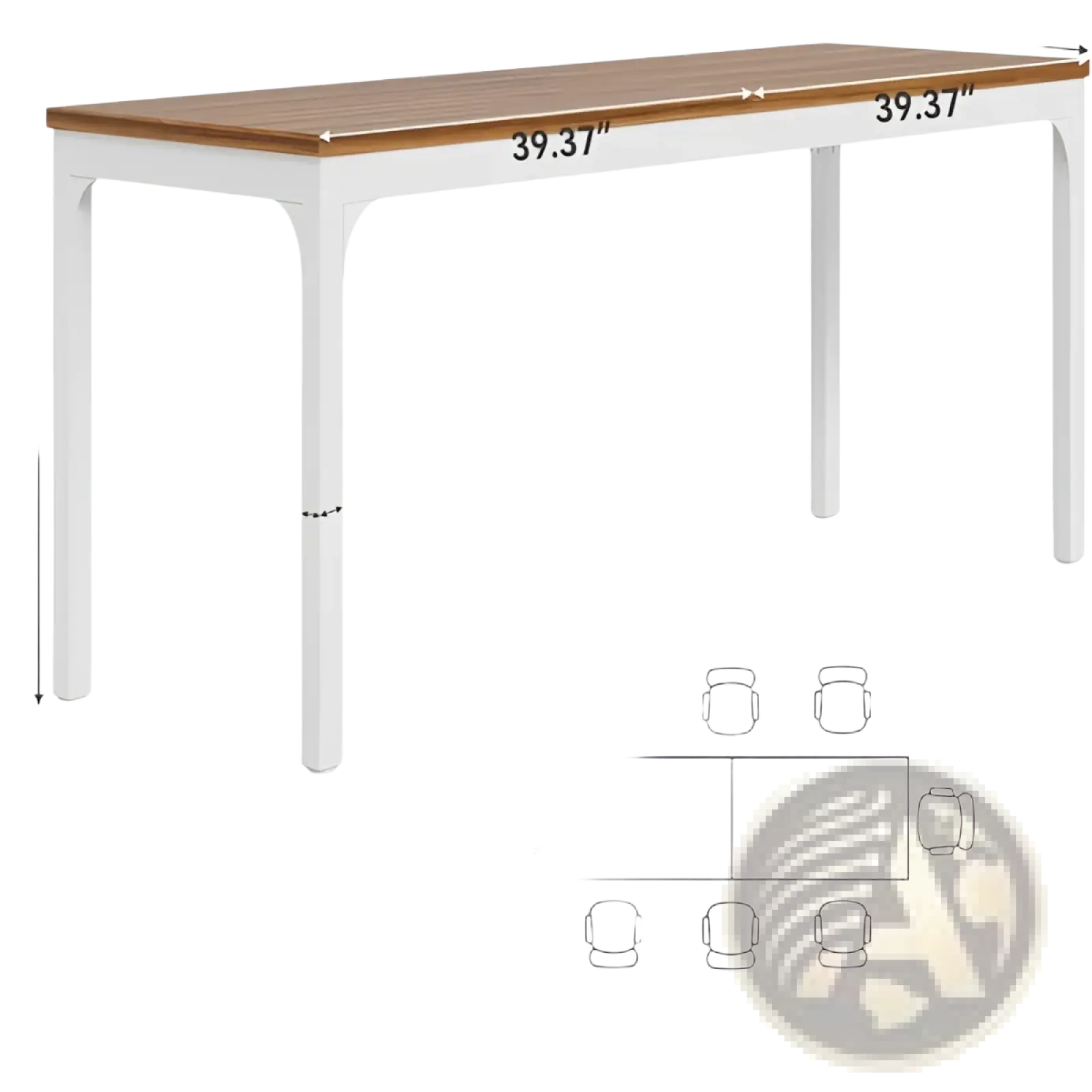 White computer desk with minimalist wooden top and white metal frame for a modern workspace setup