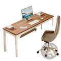White computer desk with minimalist wood top featuring sleek design and wooden desktop surface