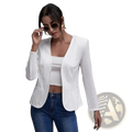 White cropped blazer tailored solid jacket with long sleeves and a sleek, fitted silhouette for formal wear