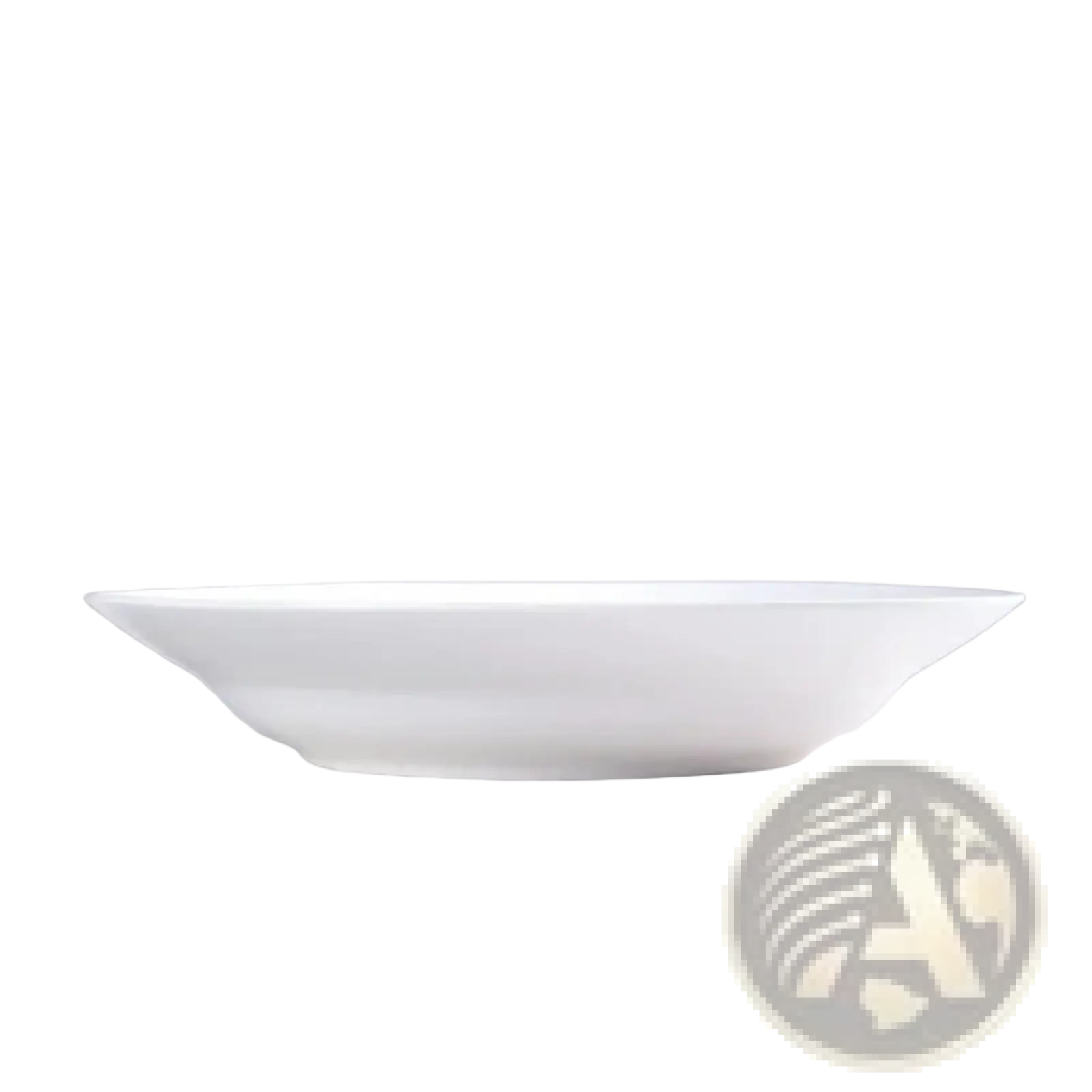 White ceramic dinner plate set of 6 with a smooth glossy finish and slightly flared rim measuring 9.5 inches