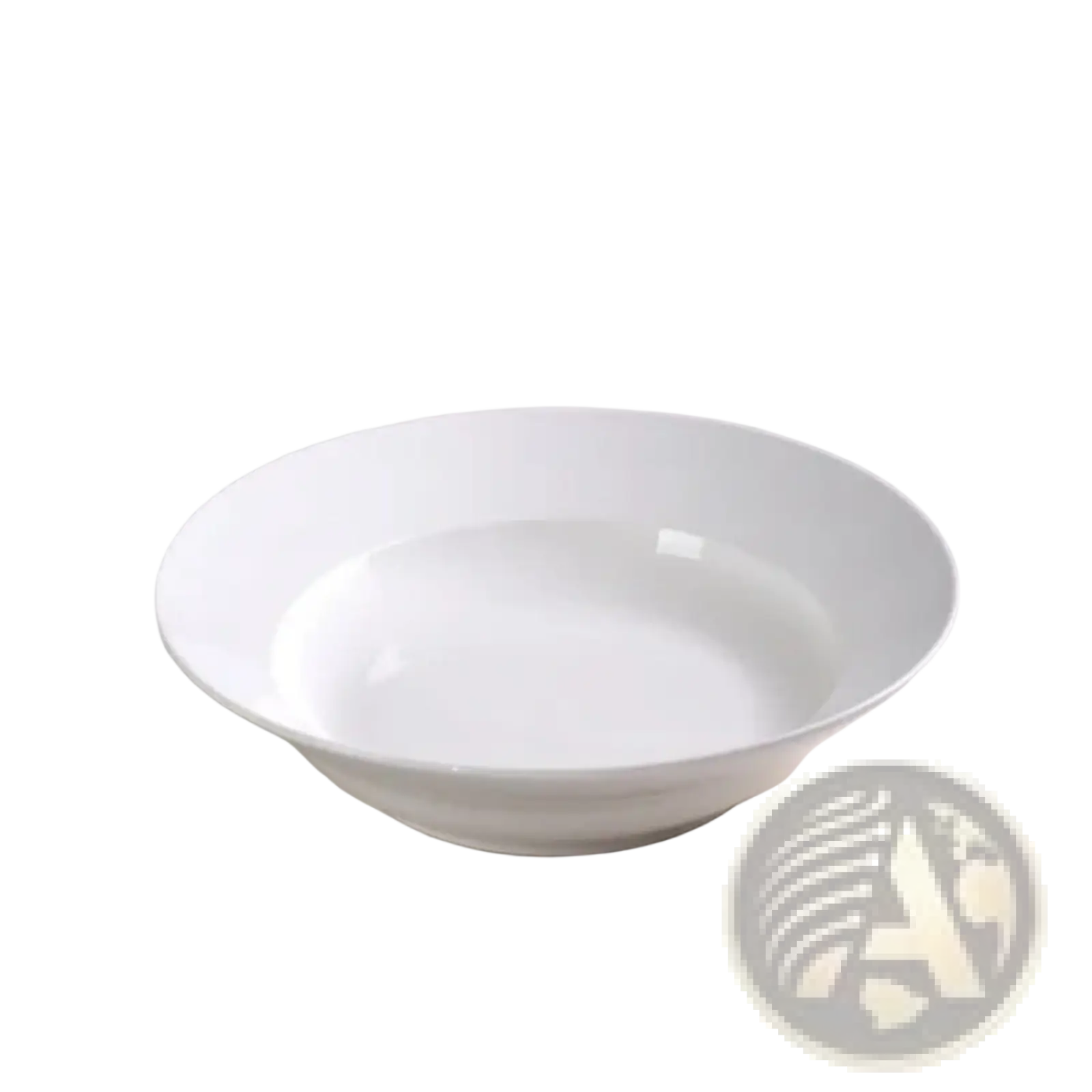 A sleek glossy white ceramic bowl with a smooth rounded rim and subtle footed base in a 9.5 inch set of 6 bowls