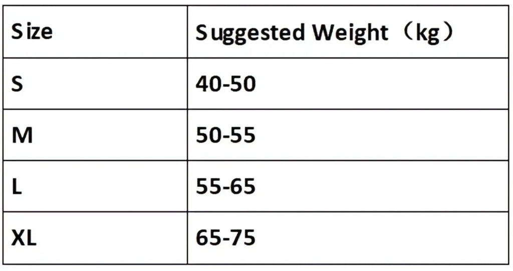 The table lists suggested weight ranges for sizes s to xl of a white faux fur cropped winter coat