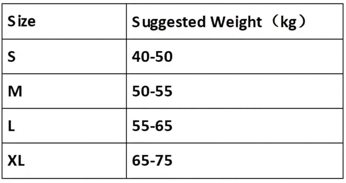 The table lists suggested weight ranges for sizes s to xl of a white faux fur cropped winter coat