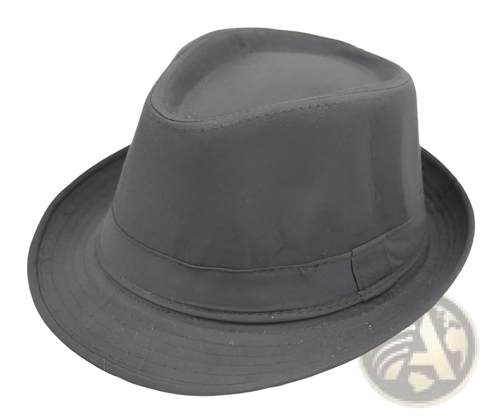 Black fedora hat with structured crown and wide brim made of fabric in white fedora hat retro british style men’s headwear