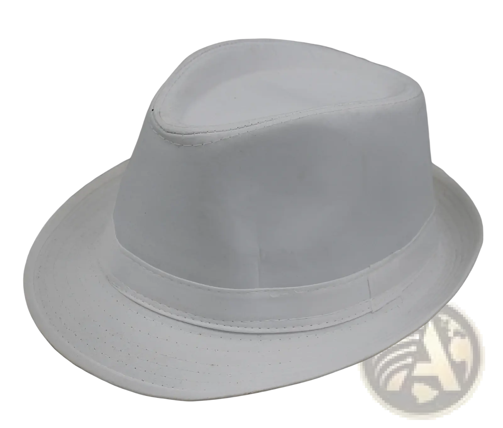 White fedora hat with soft textured fabric and narrow brim retro British style men’s headwear