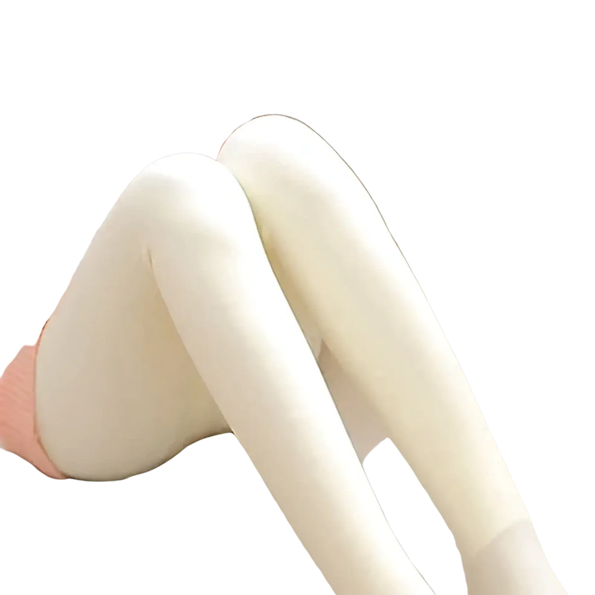Cream-colored fleece lined thermal leggings for women with a smooth texture and snug fit for warmth and comfort