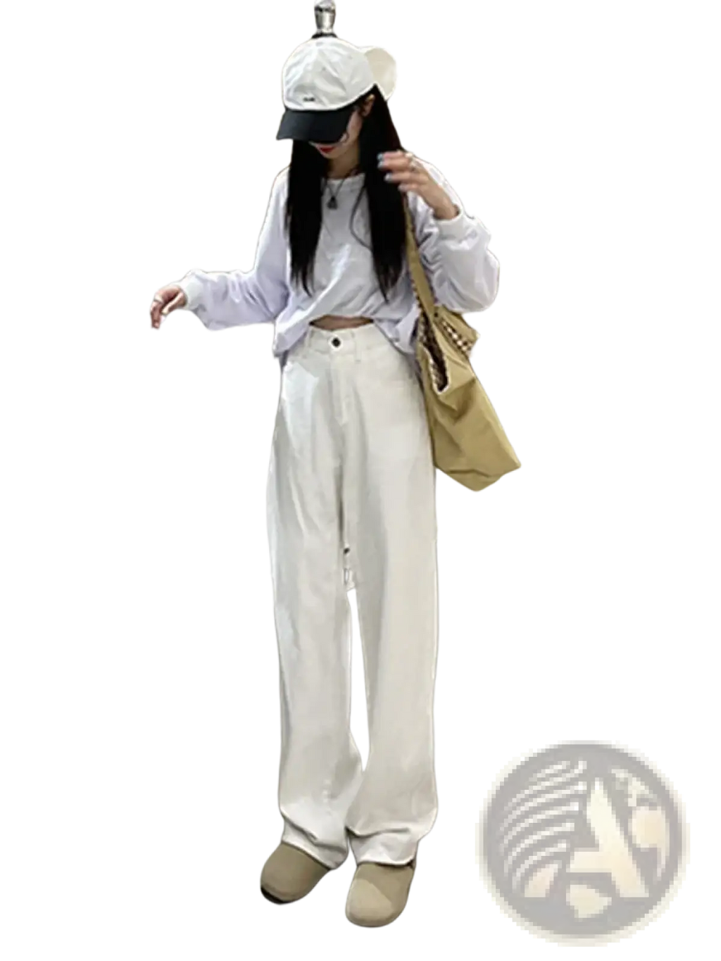 White high waist wide leg jeans made of denim featuring a relaxed fit ideal for casual wear