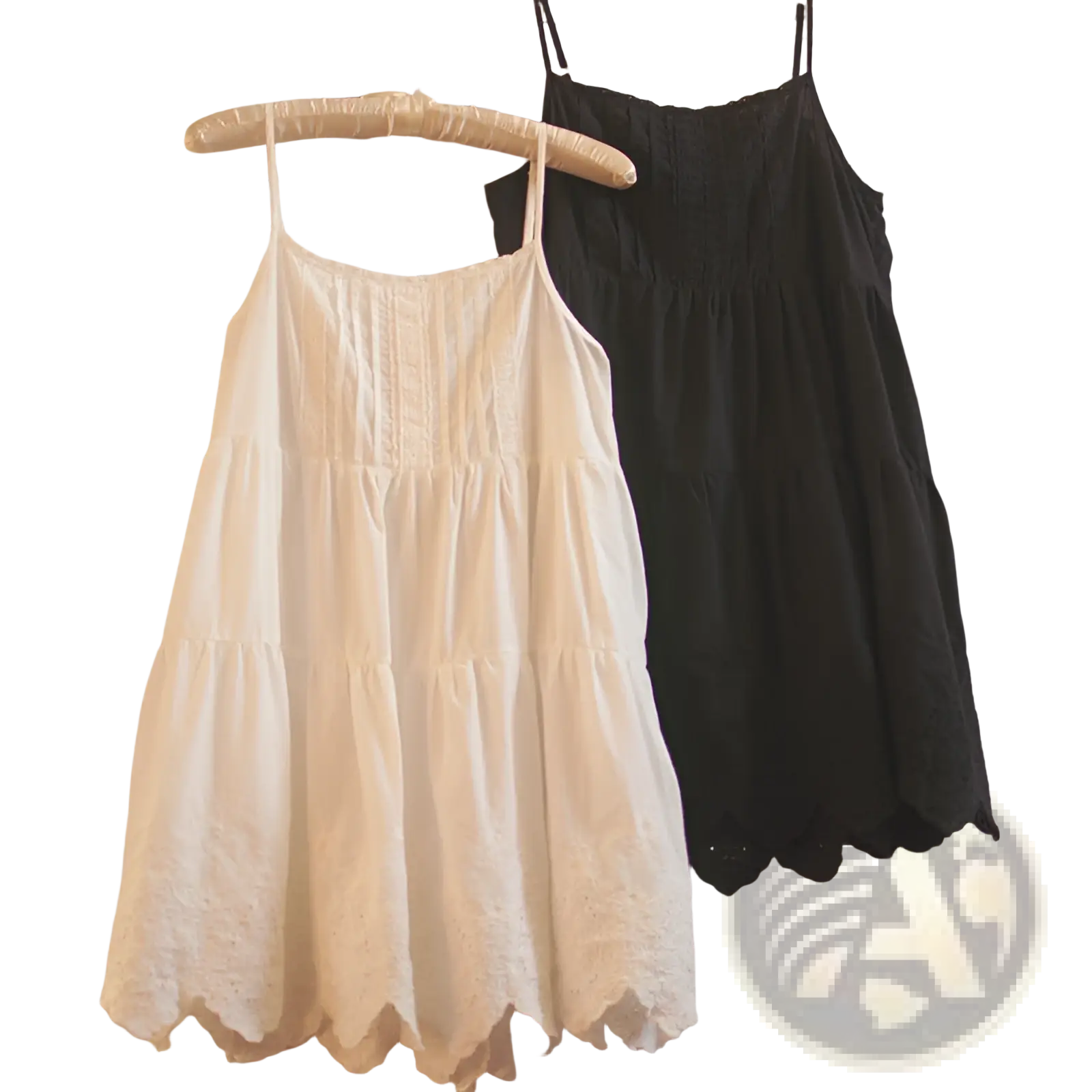 White lace tiered sundress featuring delicate lace trim and thin spaghetti straps for a light summer look