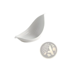 White leaf ceramic plate featuring subtle vertical ridges in a sleek, irregular serving dish design