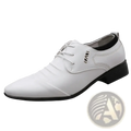 White leather men dress shoes formal lace-up with black sole and stitching details for elegant occasions