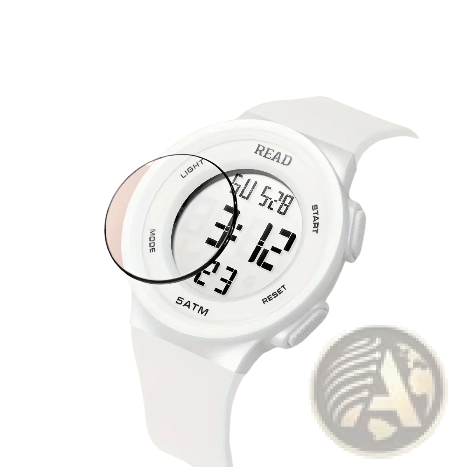 White LED digital sports watch for women with acrylic lens and silicone strap is waterproof and fitness-ready