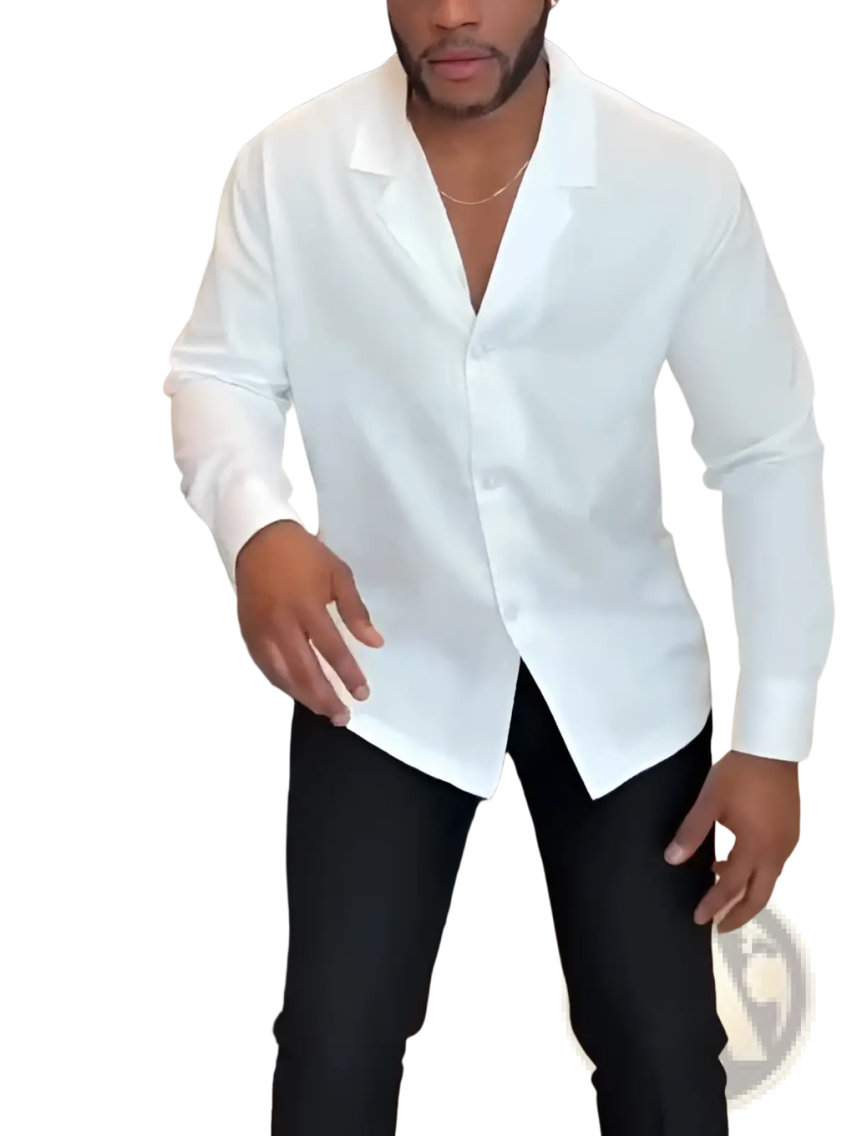 White long sleeve button down shirt featuring a classic collar and tailored fit in crisp white fabric